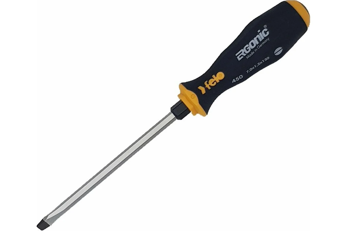 Плоская шлицевая ударная отвертка Felo Ergonic 7,0X1,2X130 45007040 — детальное фото