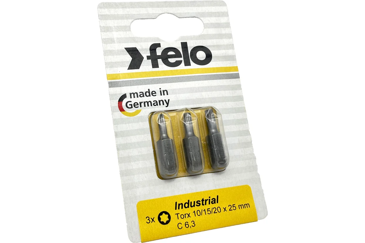 Биты Industrial 3 шт, T10/T15/T20, 25 мм, в блистере Felo 02693116 — детальное фото
