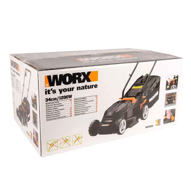Газонокосилка WORX WP721E 220V 1200Вт 34 см электрическая — детальное фото