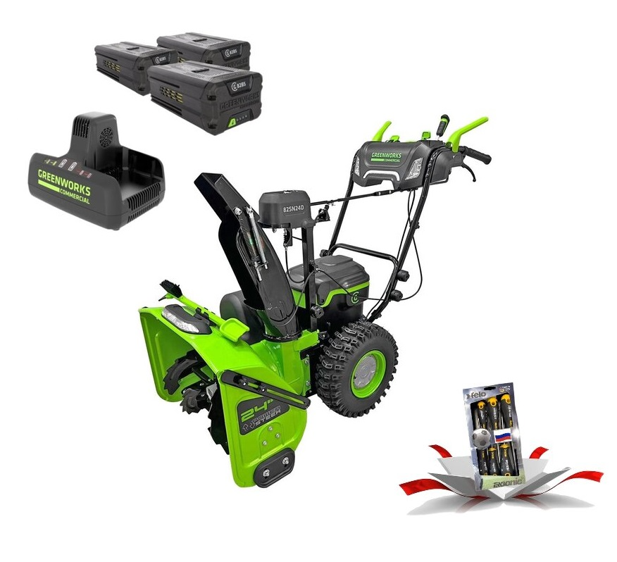 Снегоуборщик самоходный Greenworks GD82ST56 82V 2602807 (61 см) бесщеточный аккумуляторный — детальное фото