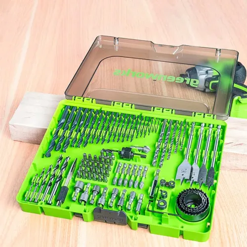 Набор сверл, бит и коронок в кейсе Greenworks 2944607 (90 шт.) — детальное фото