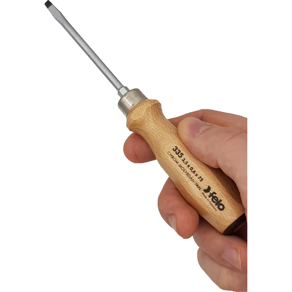 Отвертка Felo с деревянной рукояткой, ударная, SL 3,5Х0,6 33503590 — детальное фото